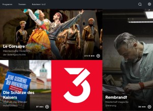 How 3sat.de looks like on a tablet such as an iPad.