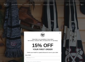 How 47brand.com looks like on a tablet such as an iPad.