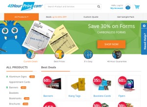 How 48hourprint.com looks like on a tablet such as an iPad.