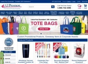 How 4allpromos.com looks like on a tablet such as an iPad.
