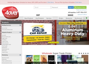 How 4over.com looks like on a tablet such as an iPad.