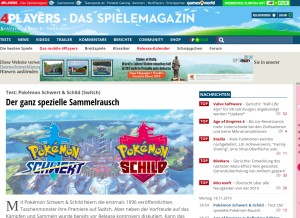 How 4players.de looks like on a tablet such as an iPad.