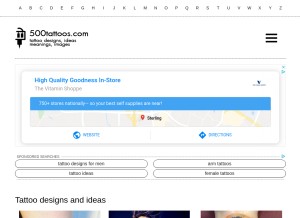 How 500tattoos.com looks like on a tablet such as an iPad.