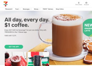 How 7-eleven.com looks like on a tablet such as an iPad.