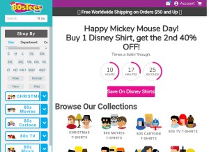 How 80stees.com looks like on a tablet such as an iPad.