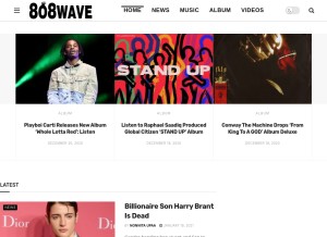 How 8o8wave.com looks like on a tablet such as an iPad.