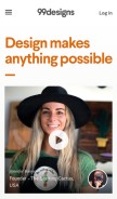 How 99designs.com looks like on a mobile device such as an iPhone.