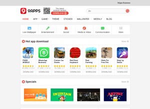 How 9apps.com looks like on a tablet such as an iPad.