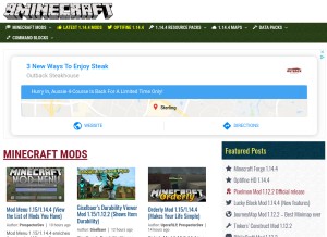 How 9minecraft.net looks like on a tablet such as an iPad.