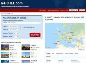 How a-hotel.com looks like on a tablet such as an iPad.