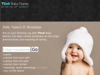 Desktop screenshot for thinkbabynames.com