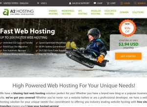 How a2hosting.com looks like on a tablet such as an iPad.