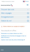 How aa.com looks like on a mobile device such as an iPhone.