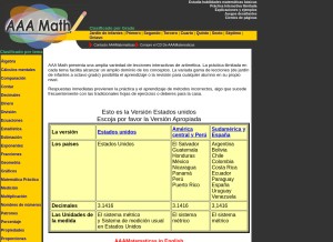 How aaamatematicas.com looks like on a tablet such as an iPad.