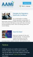 How aami.org looks like on a mobile device such as an iPhone.
