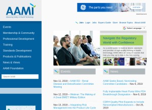How aami.org looks like on a tablet such as an iPad.