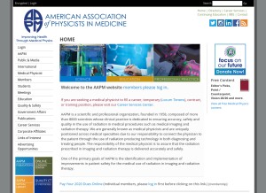 How aapm.org looks like on a tablet such as an iPad.
