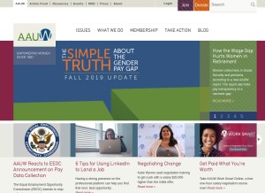 How aauw.org looks like on a tablet such as an iPad.