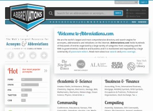How abbreviations.com looks like on a tablet such as an iPad.