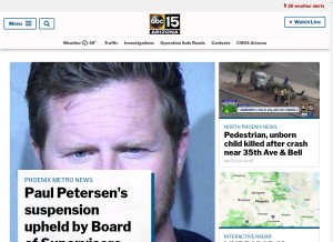 How abc15.com looks like on a tablet such as an iPad.