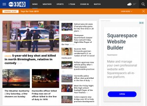How abc3340.com looks like on a tablet such as an iPad.