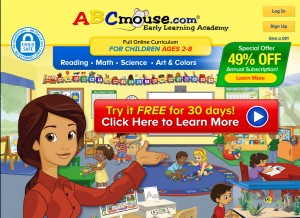 How abcmouse.com looks like on a tablet such as an iPad.