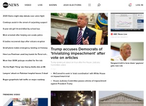 How abcnews.com looks like on a tablet such as an iPad.
