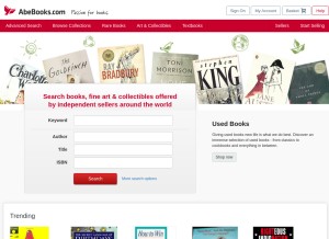 How abebooks.com looks like on a tablet such as an iPad.