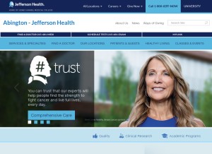 How abingtonhealth.org looks like on a tablet such as an iPad.
