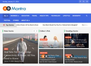 How abmantra.com looks like on a tablet such as an iPad.