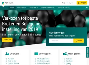 How abnamro.nl looks like on a tablet such as an iPad.