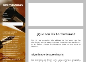 How abreviaturade.org looks like on a tablet such as an iPad.