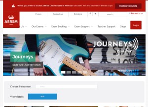 How abrsm.org looks like on a tablet such as an iPad.