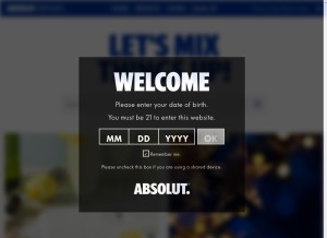 How absolutdrinks.com looks like on a tablet such as an iPad.