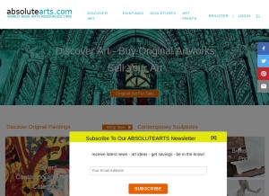 How absolutearts.com looks like on a tablet such as an iPad.