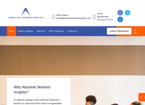 How absolutemarketsinsights.com looks like on a tablet such as an iPad.