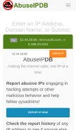 How abuseipdb.com looks like on a mobile device such as an iPhone.