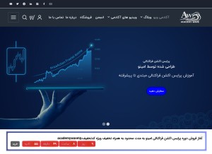 How academywave.com looks like on a tablet such as an iPad.