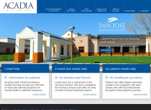 How acadiahealthcare.com looks like on a tablet such as an iPad.
