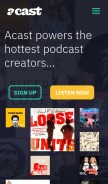How acast.com looks like on a mobile device such as an iPhone.