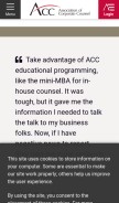 How acc.com looks like on a mobile device such as an iPhone.
