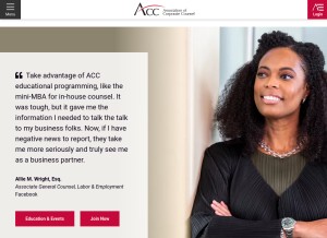 How acc.com looks like on a tablet such as an iPad.