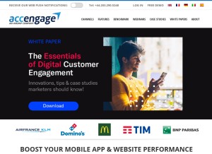 How accengage.net looks like on a tablet such as an iPad.
