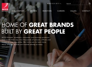 How accobrands.com looks like on a tablet such as an iPad.