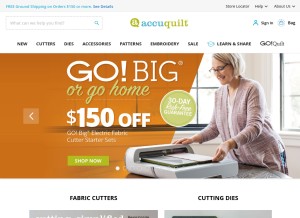 How accuquilt.com looks like on a tablet such as an iPad.