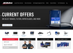 How acdelco.com looks like on a tablet such as an iPad.