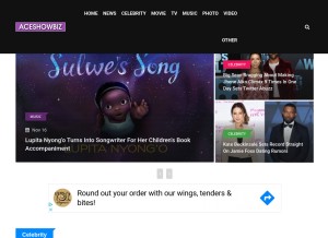 How aceshowbiz.com looks like on a tablet such as an iPad.