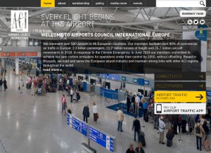 How aci-europe.org looks like on a tablet such as an iPad.
