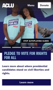 How aclu.org looks like on a mobile device such as an iPhone.