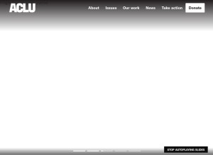 How aclu.org looks like on a tablet such as an iPad.